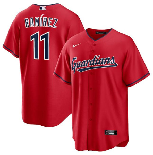 Men's Cleveland Guardians #11 Jose Ramirez Red Cool Base Stitched Baseball Jersey